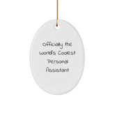 Funny Personal Assistant Gifts from Family for Christmas - Oval Ornament 'Officially The World's Coolest' - Image 1